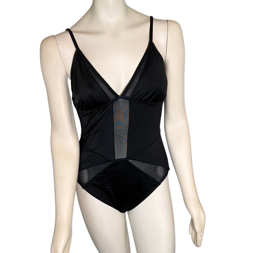 Apostrophe Black with Sheer Pattern Ladies One-piece Bathing Suit
